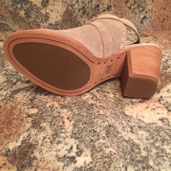 Frye Suede Pickstitch Peep Toe Booties - Picture 7 of 8